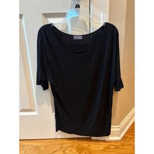 Figwood women's  O/S Black Dolman Sleeve Top Boat Neck Relaxed Fit